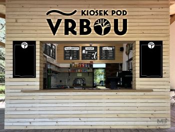 kiosek Pod Vrbou - venkovní reklama + vnitřní menuboardy